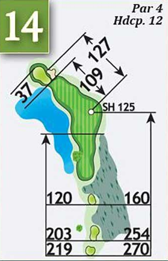 graphic of hole 14 showing the stats of the golg hole